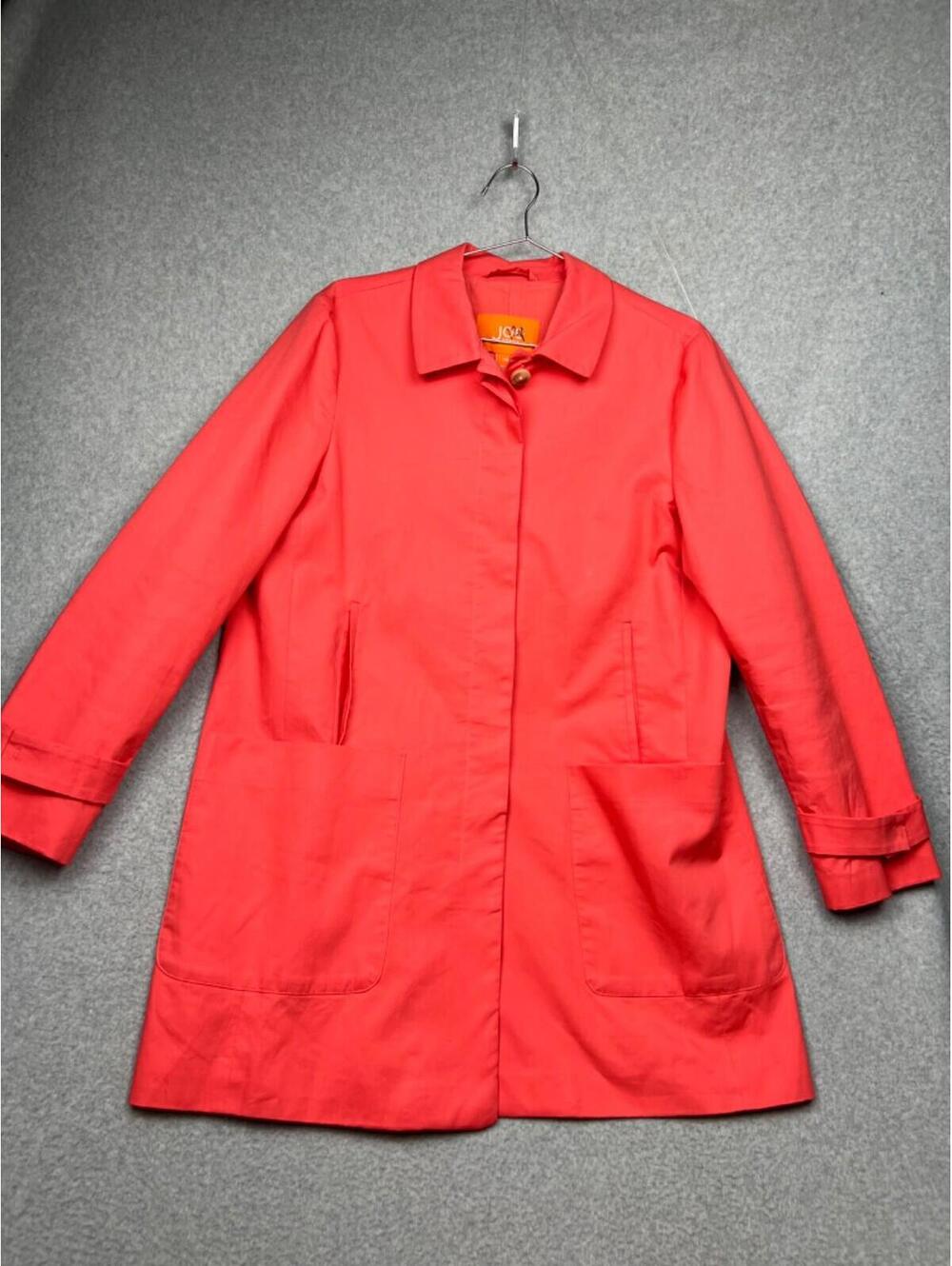 Joe Fresh Trench Coat Womens Size Large Jacket Cotton Coral Pink Coastal Bright